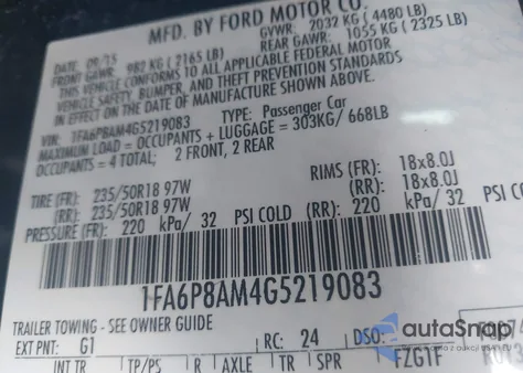 2016 Ford Mustang V6 from USA, damaged, VIN 1FA6P8AM4G5219083